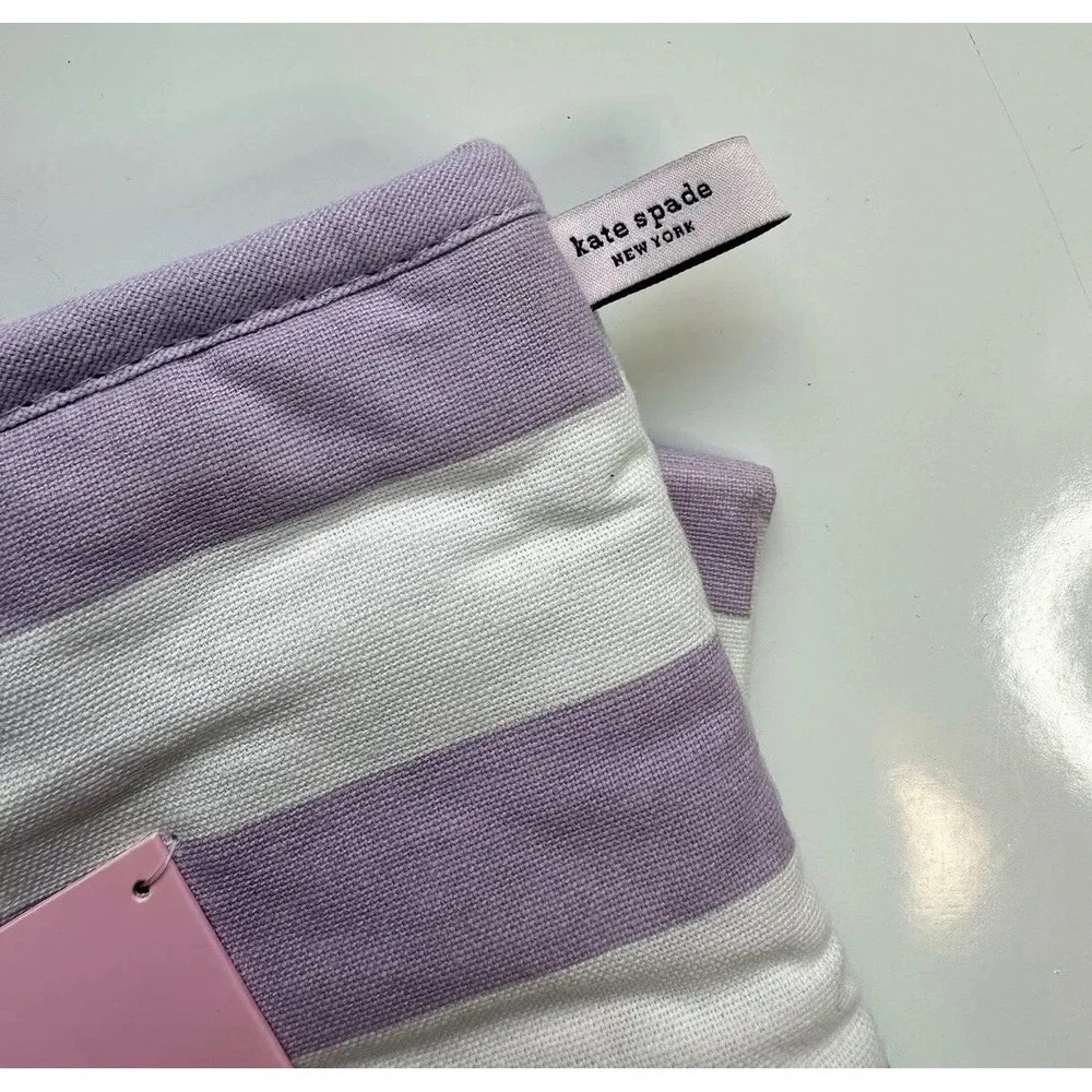NWT Kate Spade 3 Piece Kitchen Set‎ / Pastel Springtime Stripes (Iced Grape)